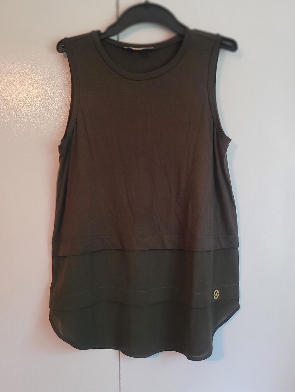 Michael Kors Olive Green Layered Sleeveless Tank